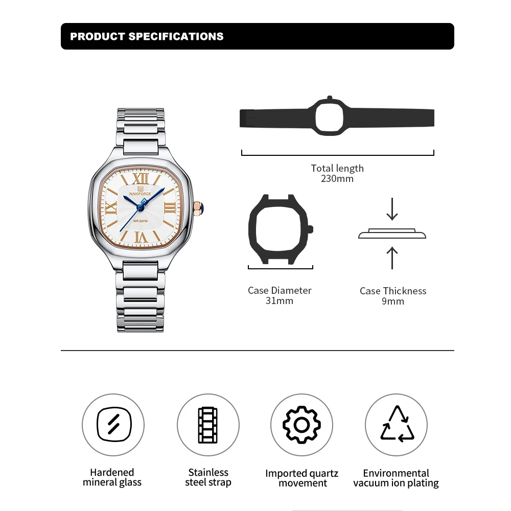 NAVIFORCE Luxury Women's Watch - Minimalist Thin Watch review and price