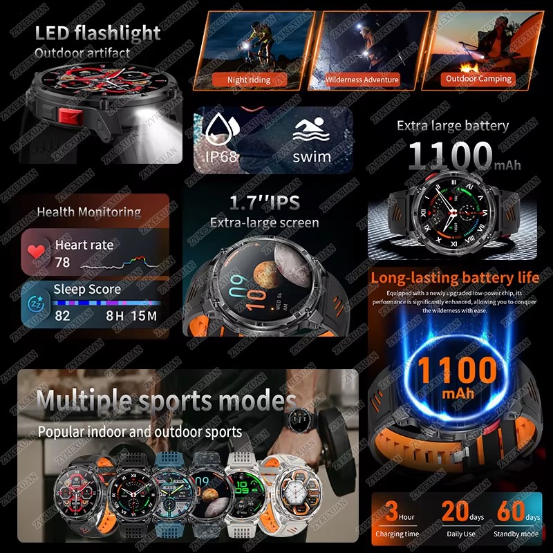 2026 New 1100mAh Large Battery - Heart Rate Gps Watch review and price
