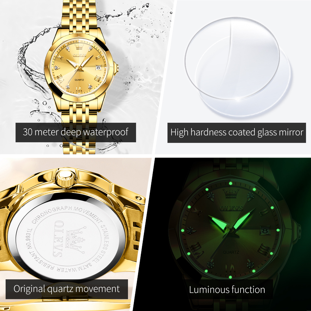 OLEVS Fashion Golden Watch for - Minimalist Thin Watch review and price
