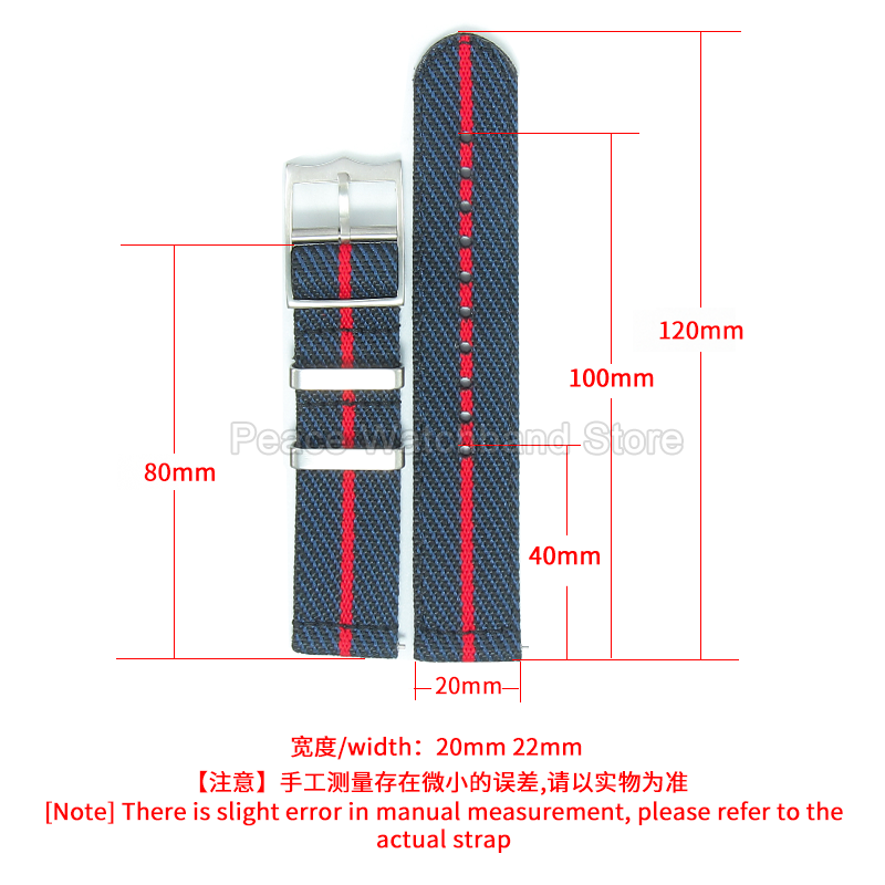 20 22mm Khaki Blue Red Nylon B - Nato Strap Nylon review and price